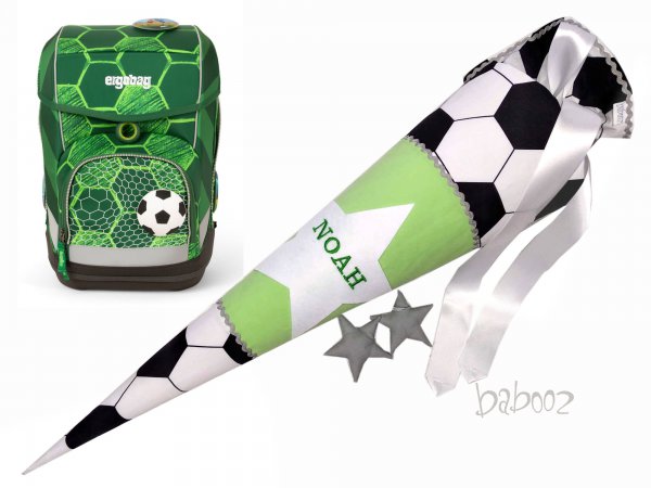 Schultüte Fussball:grün, mit Namen