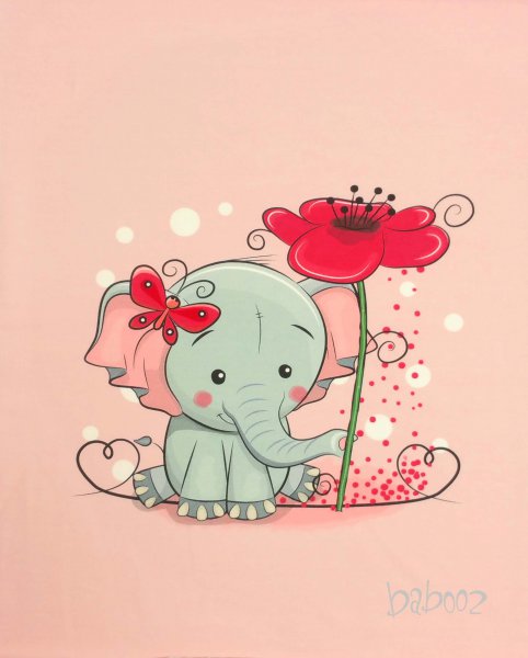 Panel Elefant mit Blume