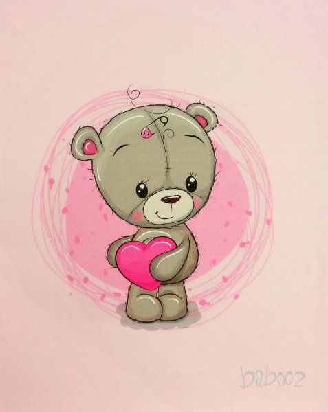 Panel Teddybär mit Herz, rosa