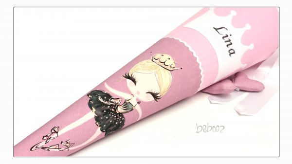 Schultüte Ballerina blond - rosa, inkl. Namen