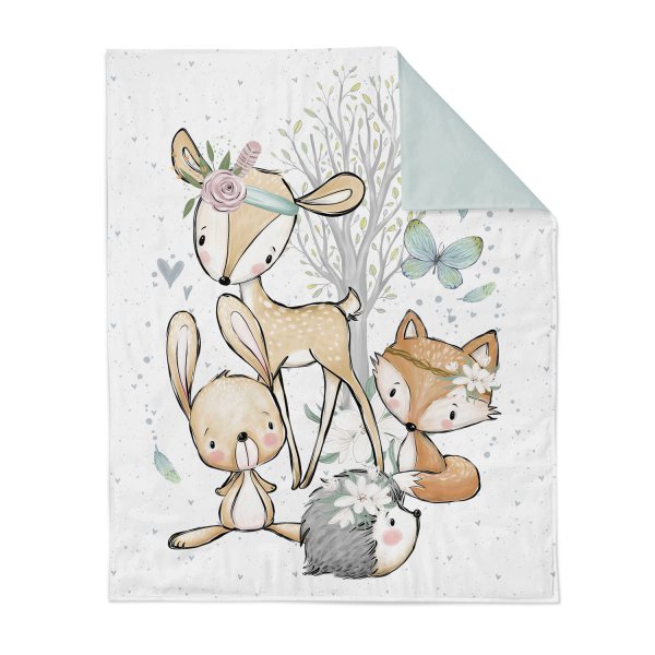 Babydecke Waldtiere - Teddyfell mint 70x100cm