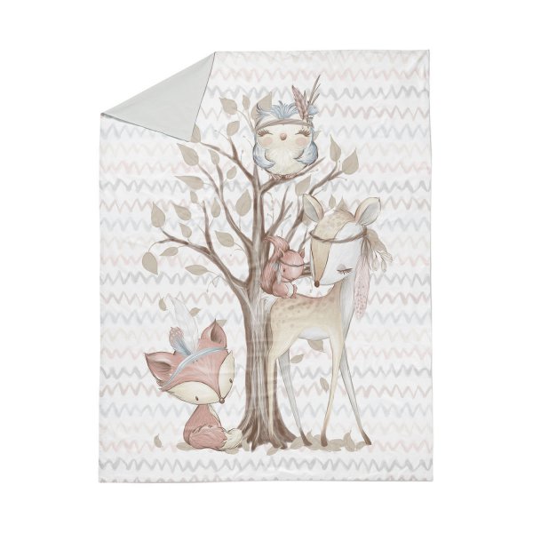 Babydecke Waldtiere - Teddyfell grau 70x100cm