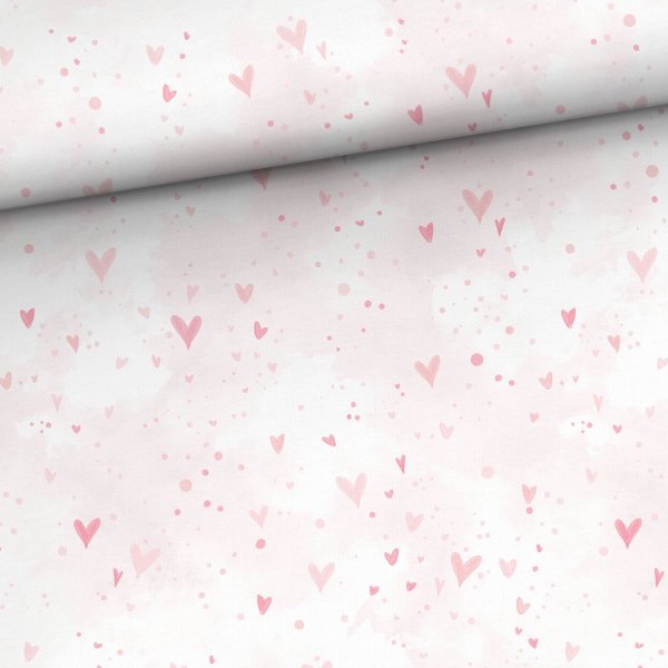 French Terry - Herzchen auf zartrosa